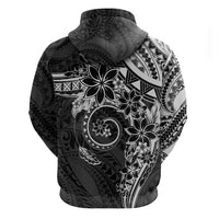 Polynesian Pattern With Plumeria Flowers Hoodie Black LT05 - Polynesian Pride