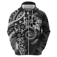Polynesian Pattern With Plumeria Flowers Hoodie Black LT05 - Polynesian Pride