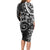 Polynesian Pattern With Plumeria Flowers Long Sleeve Bodycon Dress Black