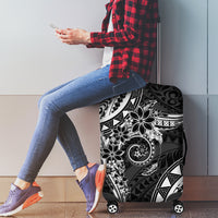 Polynesian Pattern With Plumeria Flowers Luggage Cover Black