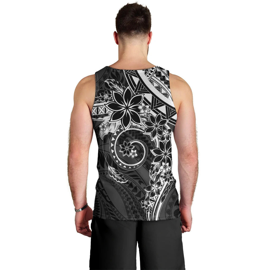 Polynesian Pattern With Plumeria Flowers Men Tank Top Black LT05 - Polynesian Pride
