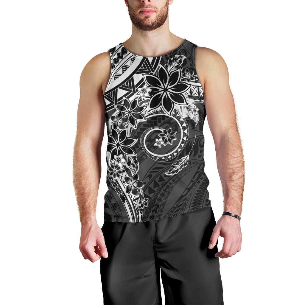 Polynesian Pattern With Plumeria Flowers Men Tank Top Black LT05 - Polynesian Pride