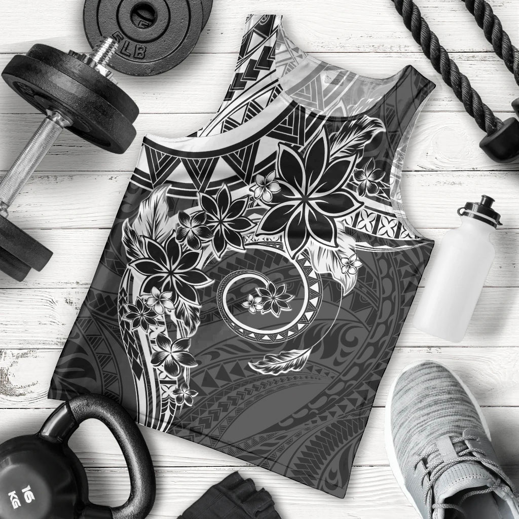 Polynesian Pattern With Plumeria Flowers Men Tank Top Black LT05 - Polynesian Pride