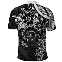 Polynesian Pattern With Plumeria Flowers Polo Shirt Black