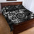 Polynesian Pattern With Plumeria Flowers Quilt Bed Set Black