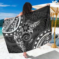 Polynesian Pattern With Plumeria Flowers Sarong Black
