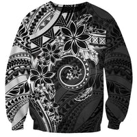 Polynesian Pattern With Plumeria Flowers Sweatshirt Black LT05 Unisex Black - Polynesian Pride