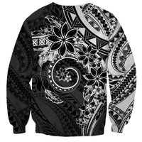 Polynesian Pattern With Plumeria Flowers Sweatshirt Black LT05 - Polynesian Pride