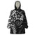 Polynesian Pattern With Plumeria Flowers Wearable Blanket Hoodie Black