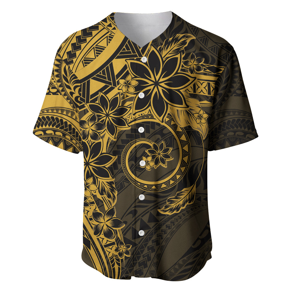 Polynesian Sunset Plumeria Baseball Jersey Gold Polynesian Tattoo