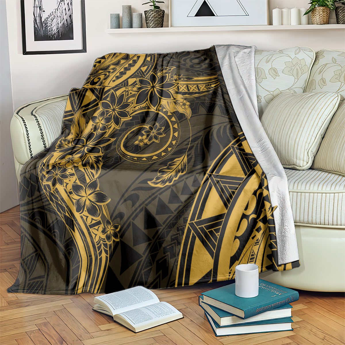 Polynesian Sunset Plumeria Blanket Gold Polynesian Tattoo LT05 Gold - Polynesian Pride