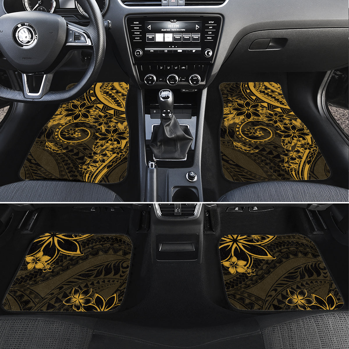 Polynesian Sunset Plumeria Car Mats Gold Polynesian Tattoo LT05 Set 4pcs Gold - Polynesian Pride