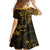 Polynesian Sunset Plumeria Family Matching Long Sleeve Bodycon Dress and Hawaiian Shirt Gold Polynesian Tattoo