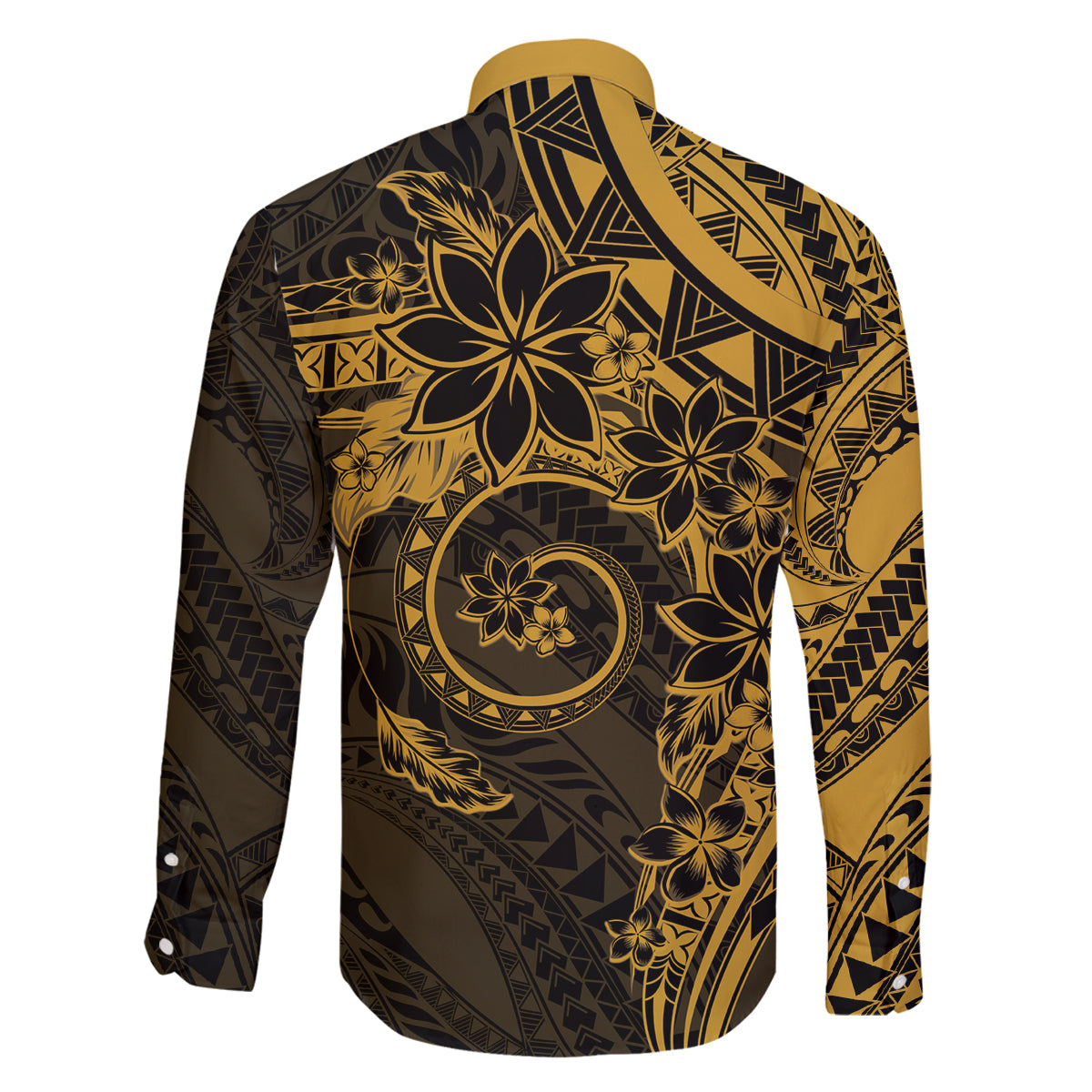 Polynesian Sunset Plumeria Family Matching Mermaid Dress and Hawaiian Shirt Gold Polynesian Tattoo