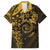 Polynesian Sunset Plumeria Family Matching Off The Shoulder Long Sleeve Dress and Hawaiian Shirt Gold Polynesian Tattoo