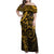 Polynesian Sunset Plumeria Family Matching Off Shoulder Maxi Dress and Hawaiian Shirt Gold Polynesian Tattoo