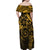 Polynesian Sunset Plumeria Family Matching Off Shoulder Maxi Dress and Hawaiian Shirt Gold Polynesian Tattoo