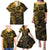 Polynesian Sunset Plumeria Family Matching Puletasi and Hawaiian Shirt Gold Polynesian Tattoo