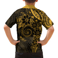 Polynesian Sunset Plumeria Family Matching Tank Maxi Dress and Hawaiian Shirt Gold Polynesian Tattoo