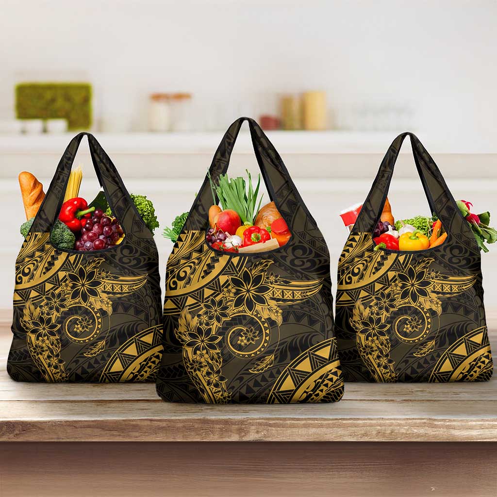 Polynesian Sunset Plumeria Grocery Bag Gold Polynesian Tattoo LT05 3-pack One Size Gold - Polynesian Pride