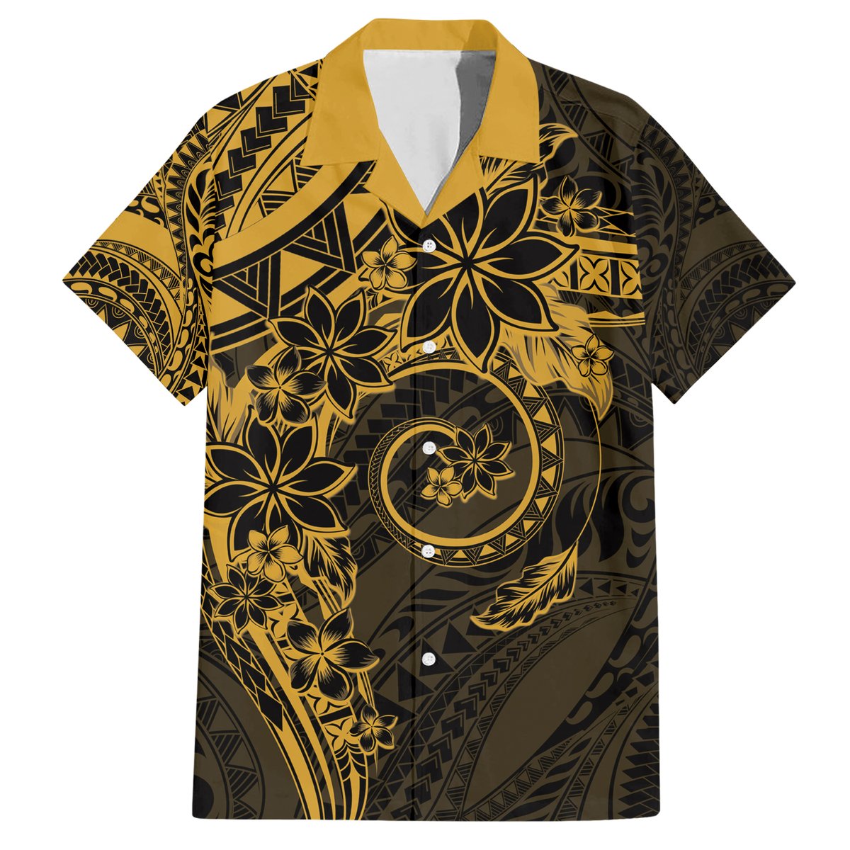 Polynesian Sunset Plumeria Hawaiian Shirt Gold Polynesian Tattoo LT05 Gold - Polynesian Pride