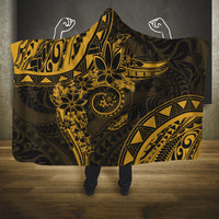Polynesian Sunset Plumeria Hooded Blanket Gold Polynesian Tattoo LT05 One Size Gold - Polynesian Pride