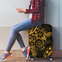 Polynesian Sunset Plumeria Luggage Cover Gold Polynesian Tattoo