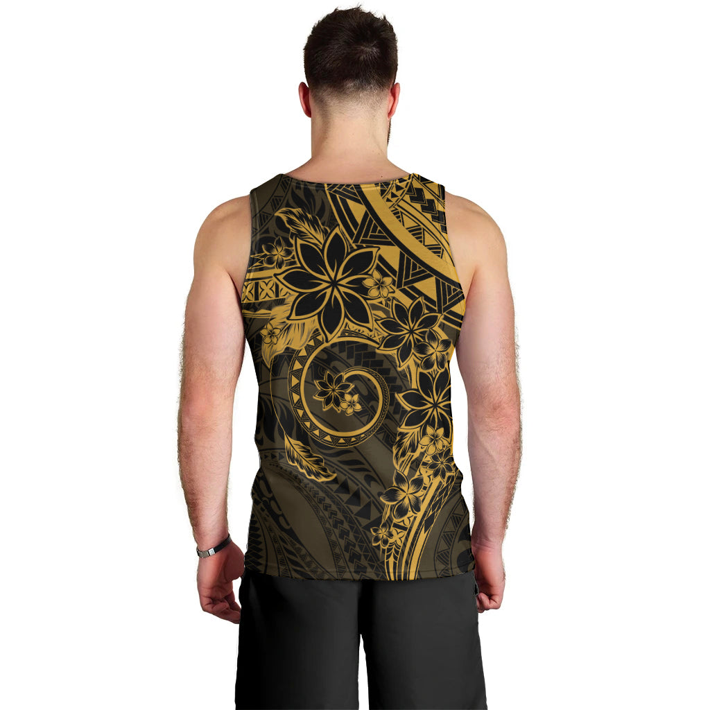 Polynesian Sunset Plumeria Men Tank Top Gold Polynesian Tattoo LT05 - Polynesian Pride