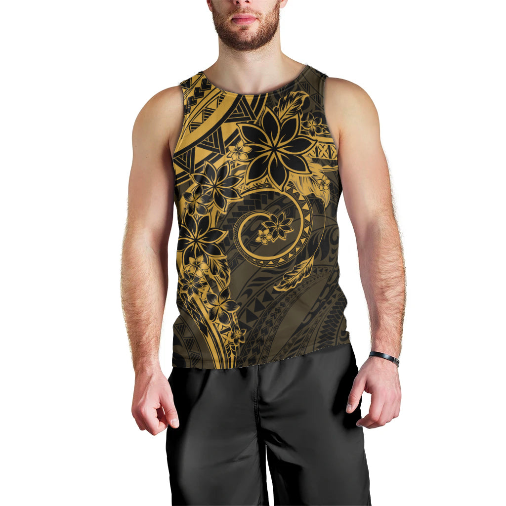 Polynesian Sunset Plumeria Men Tank Top Gold Polynesian Tattoo LT05 - Polynesian Pride