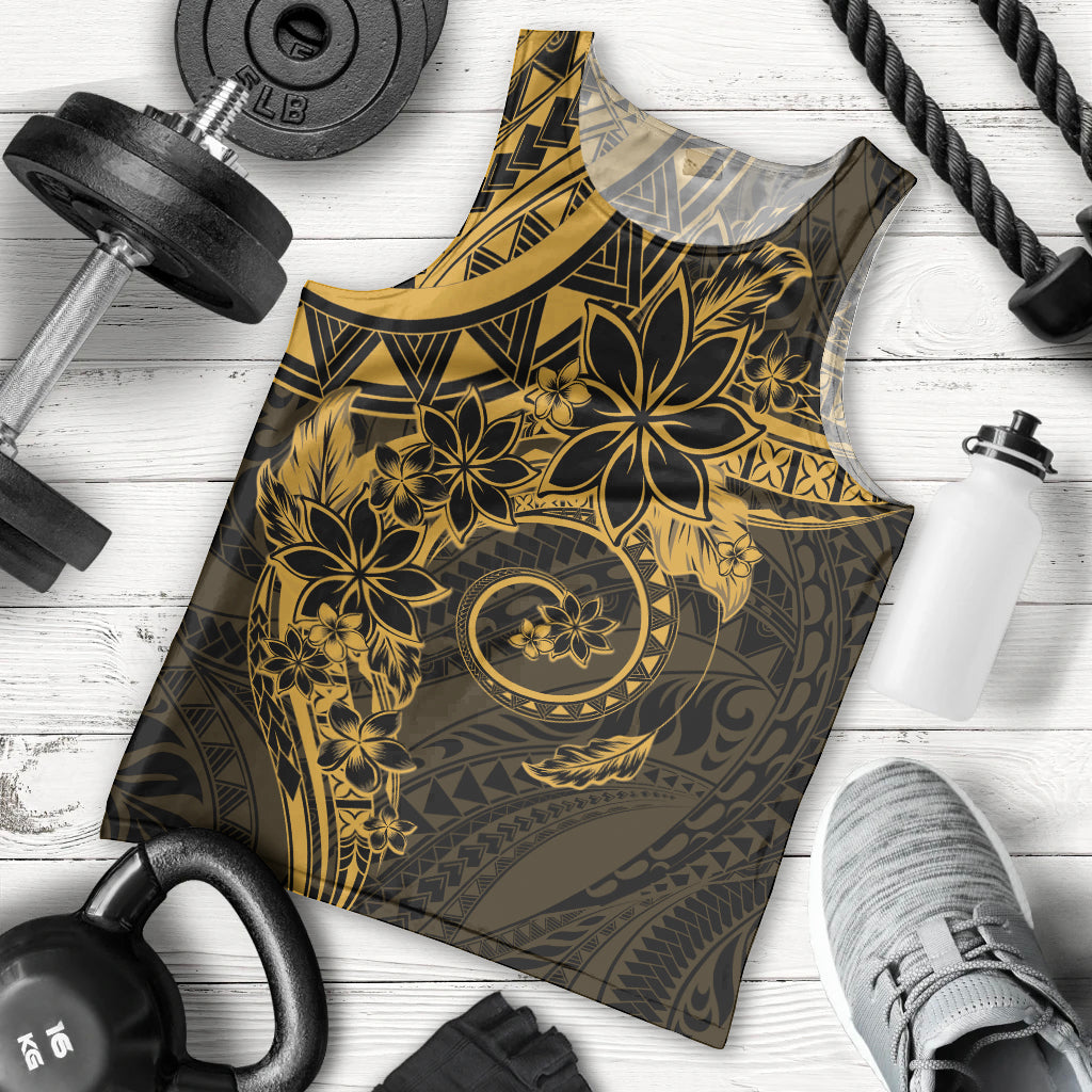 Polynesian Sunset Plumeria Men Tank Top Gold Polynesian Tattoo LT05 - Polynesian Pride