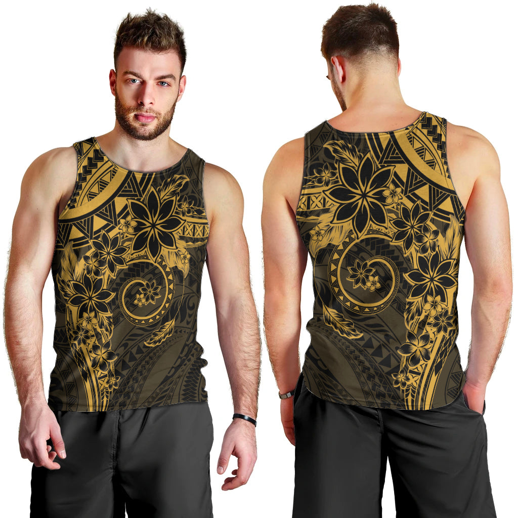 Polynesian Sunset Plumeria Men Tank Top Gold Polynesian Tattoo LT05 - Polynesian Pride
