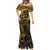 Polynesian Sunset Plumeria Mermaid Dress Gold Polynesian Tattoo