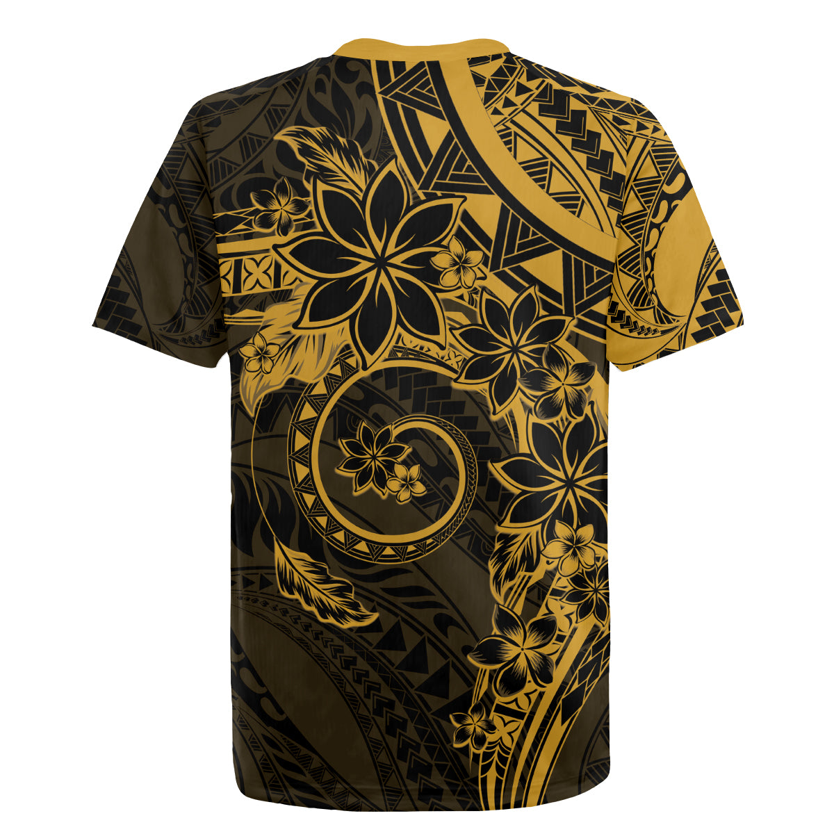 Polynesian Sunset Plumeria Rugby Jersey Gold Polynesian Tattoo