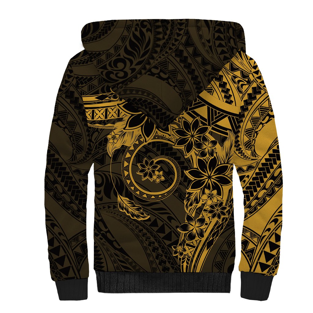 Polynesian Sunset Plumeria Sherpa Hoodie Gold Polynesian Tattoo LT05 - Polynesian Pride