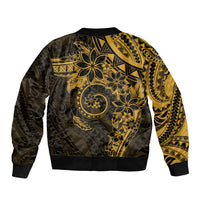 Polynesian Sunset Plumeria Sleeve Zip Bomber Jacket Gold Polynesian Tattoo LT05 - Polynesian Pride