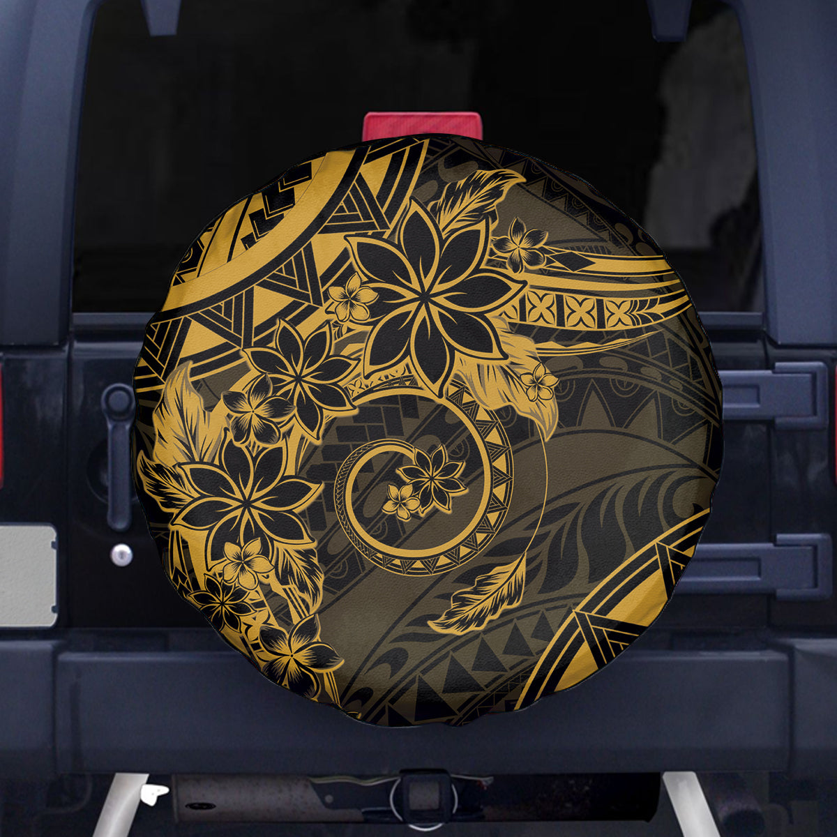 Polynesian Sunset Plumeria Spare Tire Cover Gold Polynesian Tattoo LT05 - Polynesian Pride