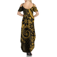 Polynesian Sunset Plumeria Summer Maxi Dress Gold Polynesian Tattoo LT05 - Polynesian Pride