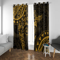 Polynesian Sunset Plumeria Window Curtain Gold Polynesian Tattoo LT05 With Grommets Gold - Polynesian Pride
