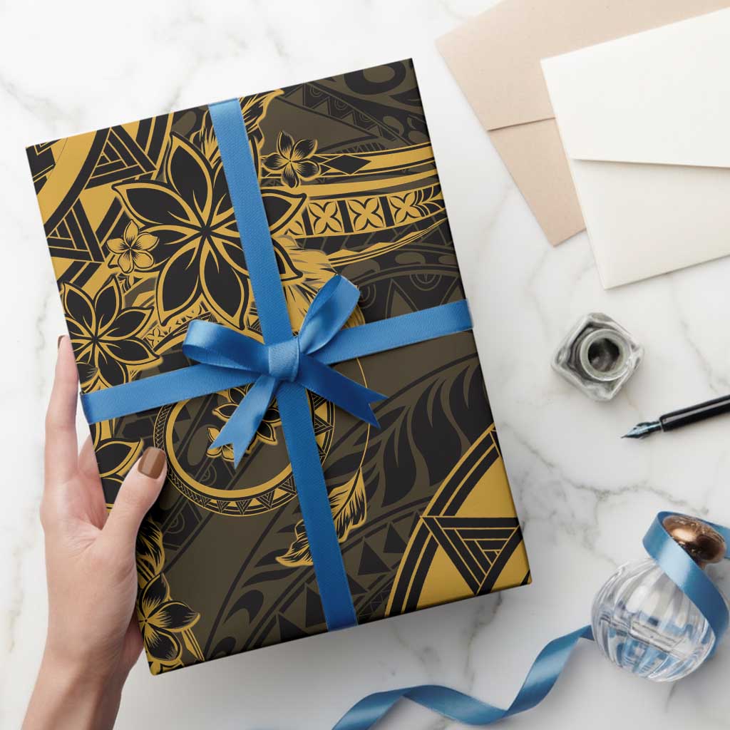 Polynesian Sunset Plumeria Wrapping Paper Gold Polynesian Tattoo LT05 - Polynesian Pride