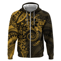 Polynesian Sunset Plumeria Zip Hoodie Gold Polynesian Tattoo