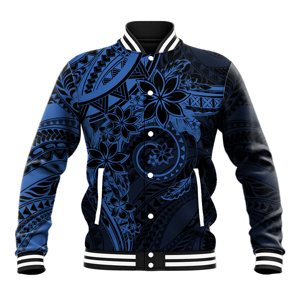 Polynesian Sunset Plumeria Baseball Jacket Navy Polynesian Tattoo LT05 Unisex Navy - Polynesian Pride