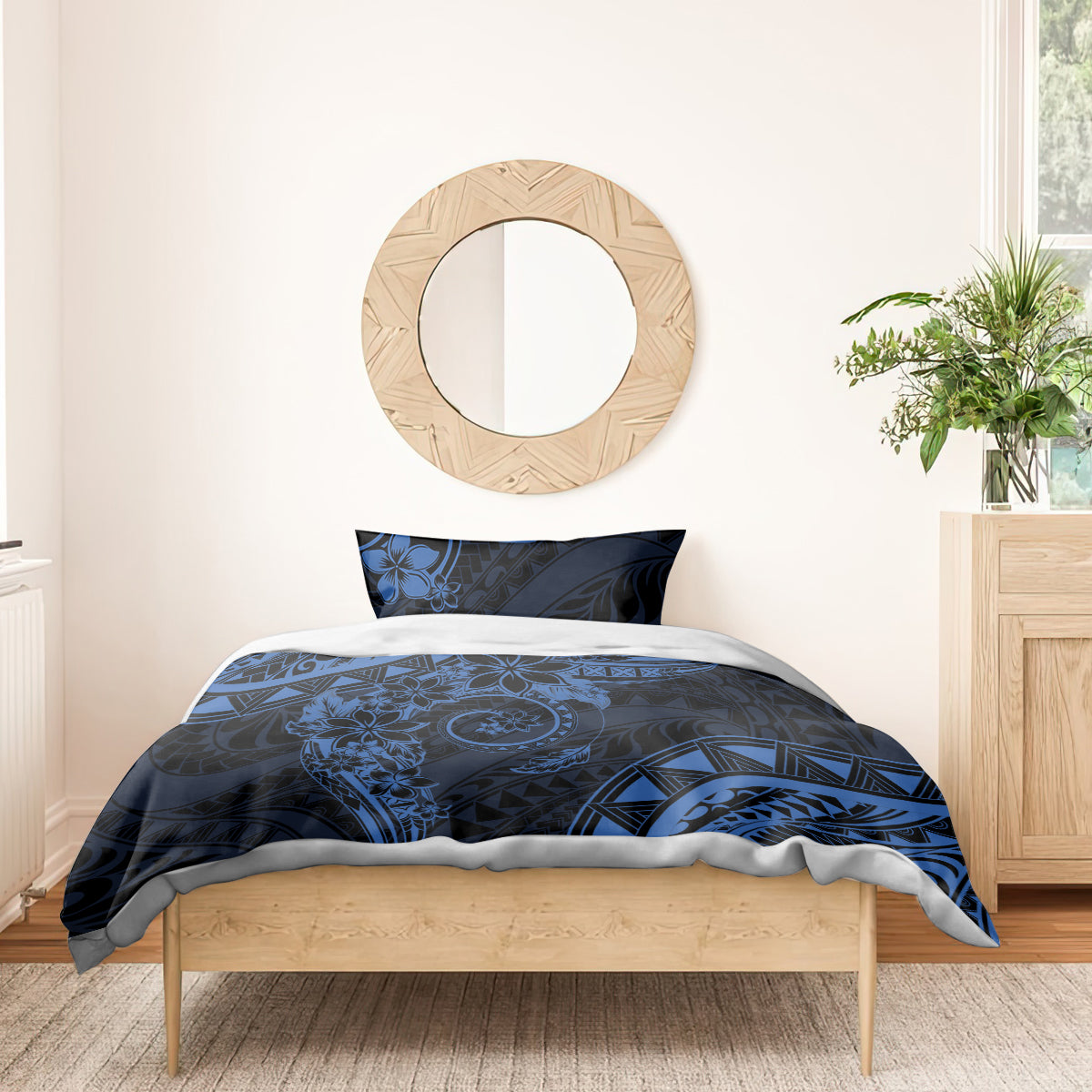 Polynesian Sunset Plumeria Bedding Set Navy Polynesian Tattoo LT05 - Polynesian Pride