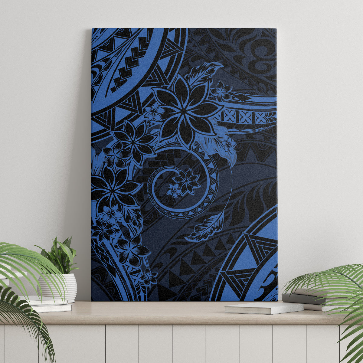 Polynesian Sunset Plumeria Canvas Wall Art Navy Polynesian Tattoo LT05 - Polynesian Pride