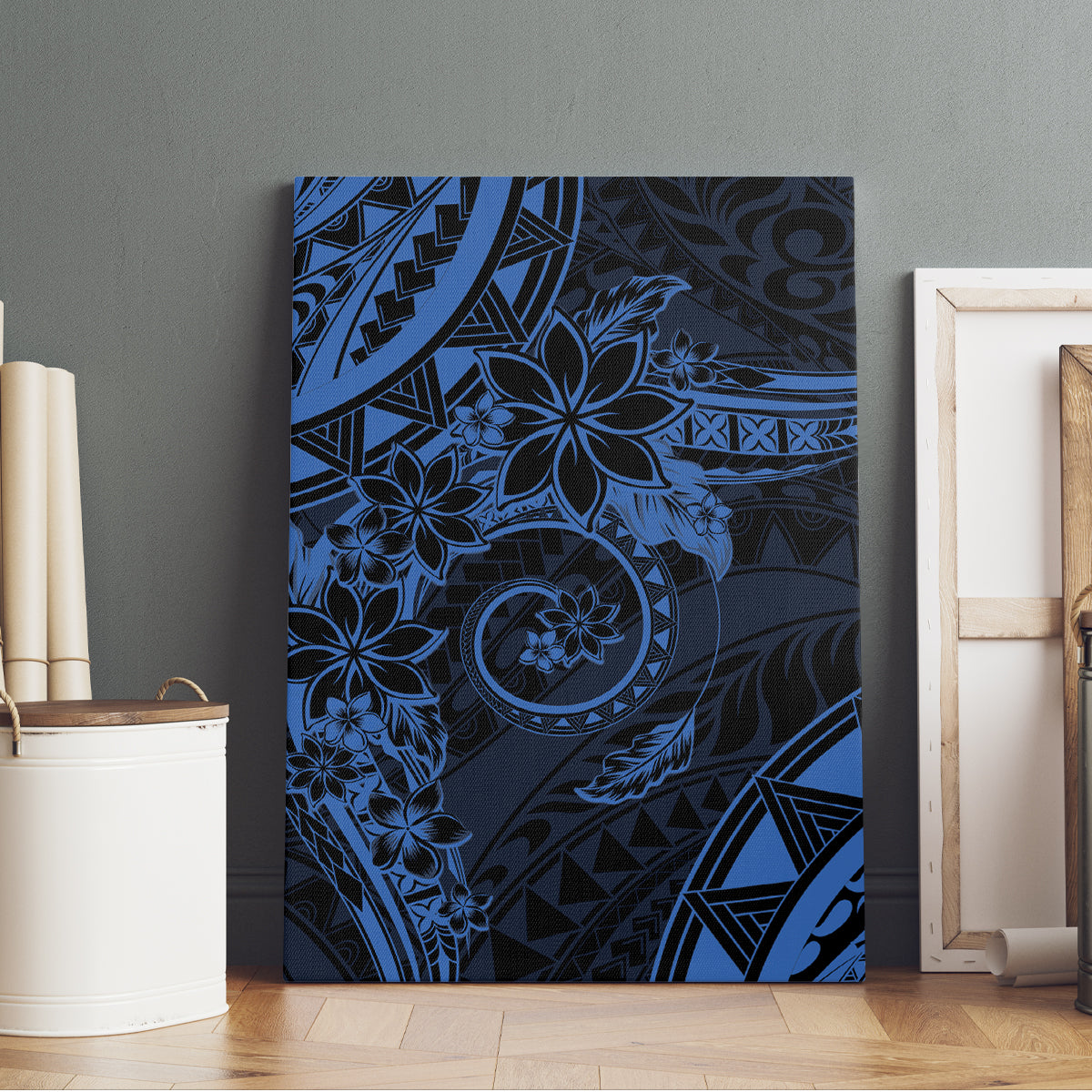 Polynesian Sunset Plumeria Canvas Wall Art Navy Polynesian Tattoo LT05 - Polynesian Pride