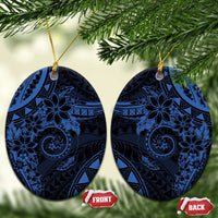 Polynesian Sunset Plumeria Ceramic Ornament Navy Polynesian Tattoo LT05 Oval Navy - Polynesian Pride