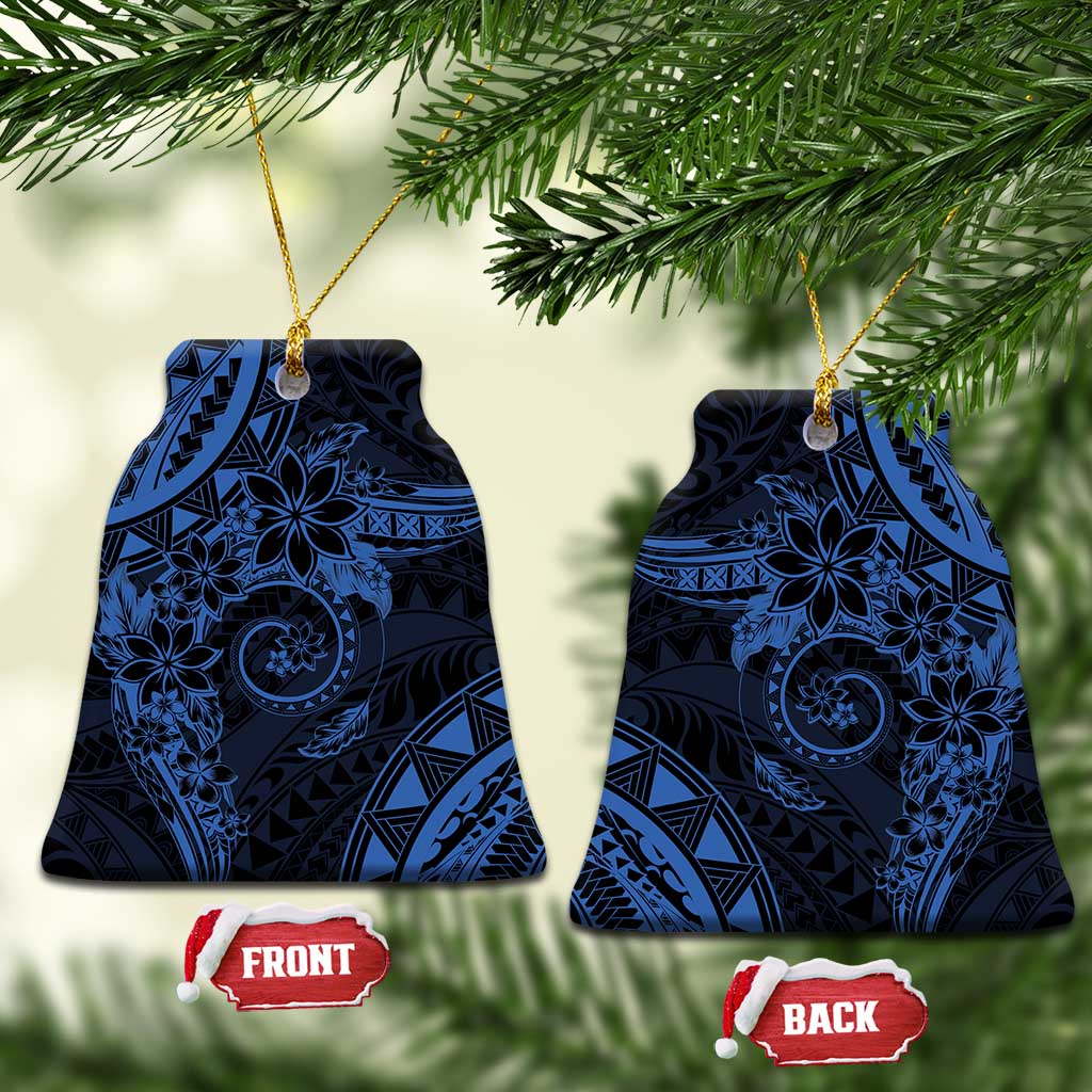 Polynesian Sunset Plumeria Ceramic Ornament Navy Polynesian Tattoo LT05 Bell Flake Navy - Polynesian Pride