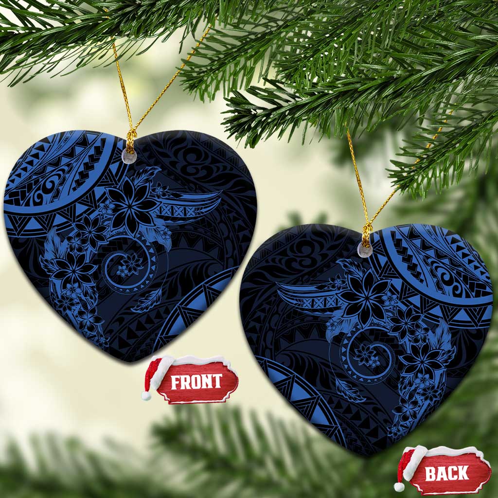 Polynesian Sunset Plumeria Ceramic Ornament Navy Polynesian Tattoo LT05 Heart Navy - Polynesian Pride