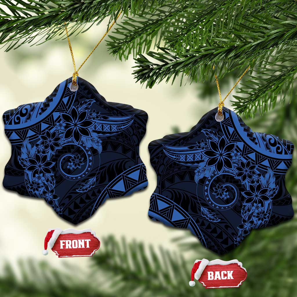Polynesian Sunset Plumeria Ceramic Ornament Navy Polynesian Tattoo LT05 Snow Flake Navy - Polynesian Pride
