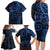 Polynesian Sunset Plumeria Family Matching Long Sleeve Bodycon Dress and Hawaiian Shirt Navy Polynesian Tattoo