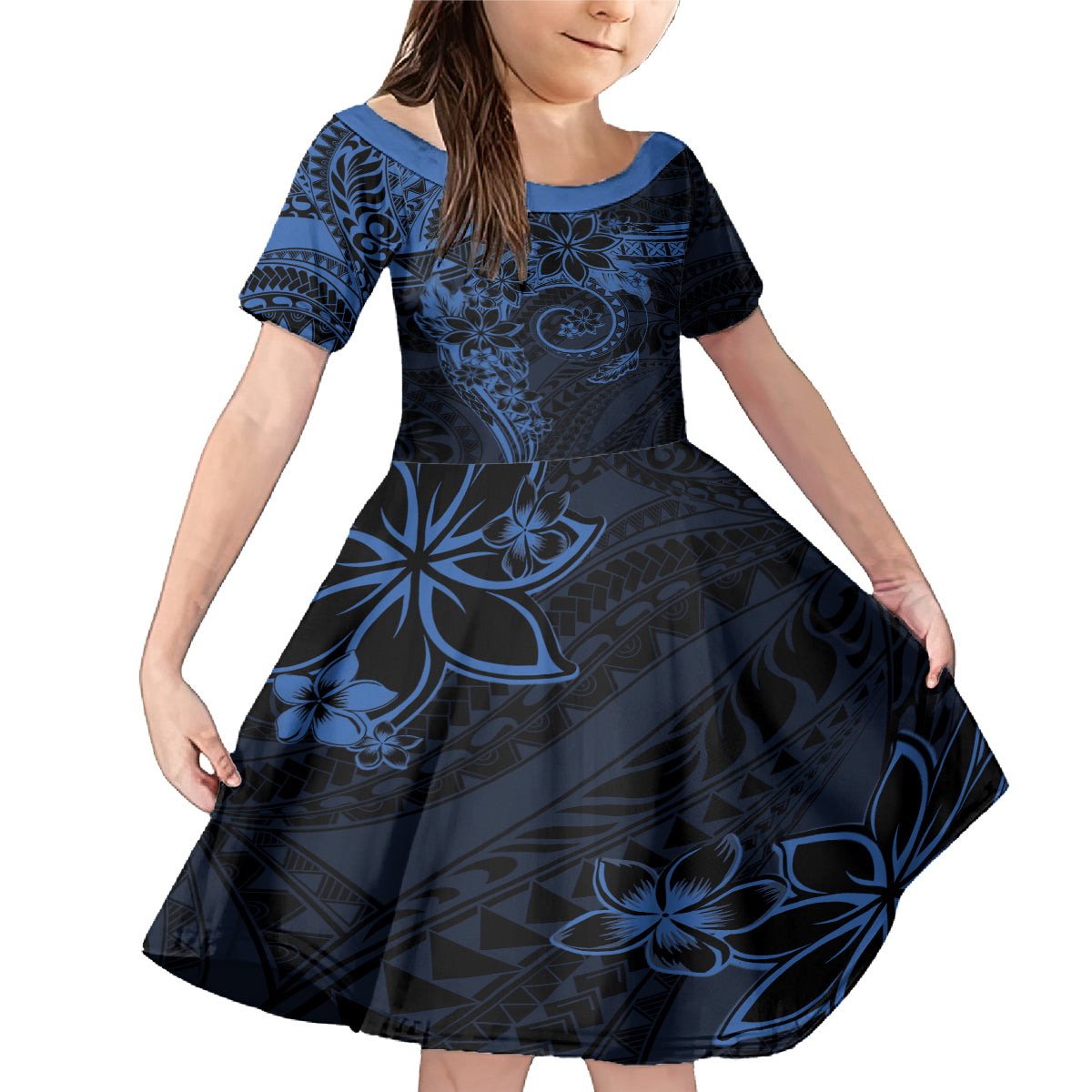 Polynesian Sunset Plumeria Family Matching Mermaid Dress and Hawaiian Shirt Navy Polynesian Tattoo